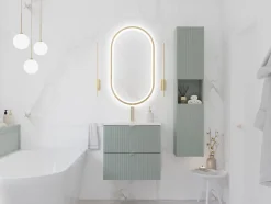 Furnidea Plan de travail pour meuble de salle de bain LINE REED GREEN vert SAUGE 120 cm* Plan De Travail Salle De Bains