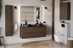 Furnidea Plan de travail pour meuble de salle de bain TERRA VILLA coloris noyer foncé 60 cm* Plan De Travail Salle De Bains