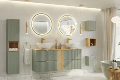 Furnidea Plan de travail pour meuble de salle de bain LINE REED GREEN vert SAUGE 80 CM