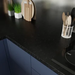 GoodHome Plan de travail stratifié effet granit noir L.300 x l.62 x ép.3,8 cm, Kabsa