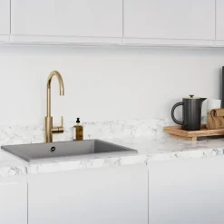 GoodHome Plan de travail stratifié aspect quartzite Berberis L.300 x Ép.3,8 cm