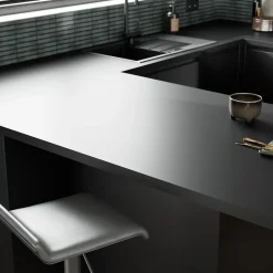 GoodHome Plan de travail stratifié noir mat L.300 x l.62 x ép.3,8 cm Berberis