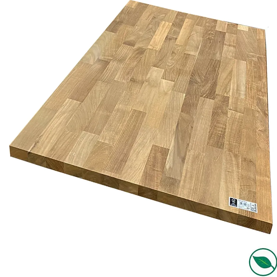 Forestea Plan de travail teck massif lamellé collé abouté 2000 x 650 x 26 mm