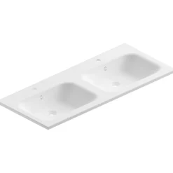 Ipiemme SRL Plan double vasque blanc mat en résine l.120 cm, Pura+* Plan Double Vasque
