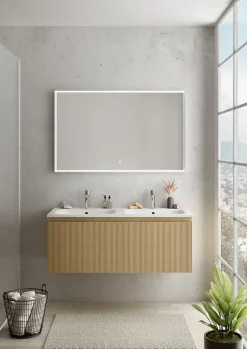 Ipiemme SRL Plan double vasque blanc mat en résine l.120 cm, Pura+* Plan Double Vasque