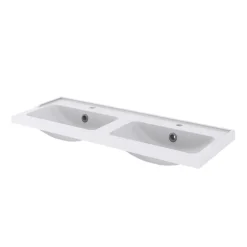 GoodHome Plan double vasque blanc en céramique l.120 cm Lana
