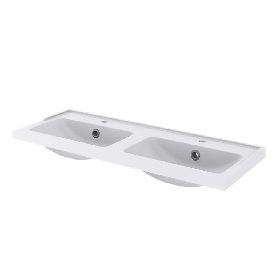 GoodHome Plan double vasque blanc en céramique l.120 cm Lana