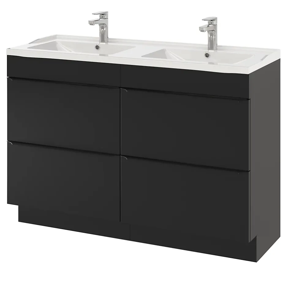 GoodHome Plan double vasque blanc en céramique l.120 cm Lana