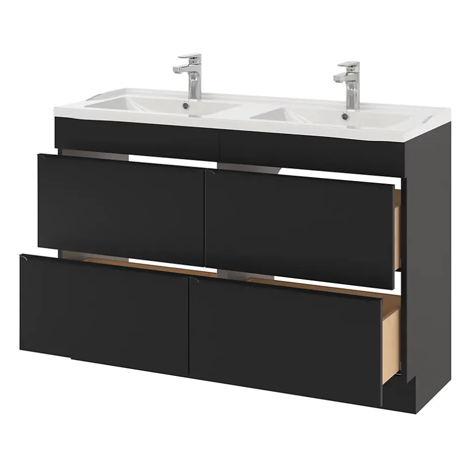 GoodHome Plan double vasque blanc en céramique l.120 cm Lana