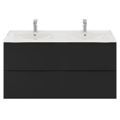 GoodHome Plan double vasque blanc en céramique l.120 cm Lana