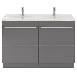 GoodHome Plan double vasque blanc en céramique l.120 cm Lana
