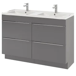 GoodHome Plan double vasque blanc en céramique l.120 cm Lana