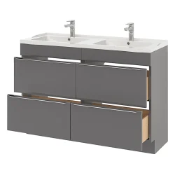 GoodHome Plan double vasque blanc en céramique l.120 cm Lana