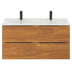 GoodHome Plan double vasque blanc en céramique l.120 cm Lana