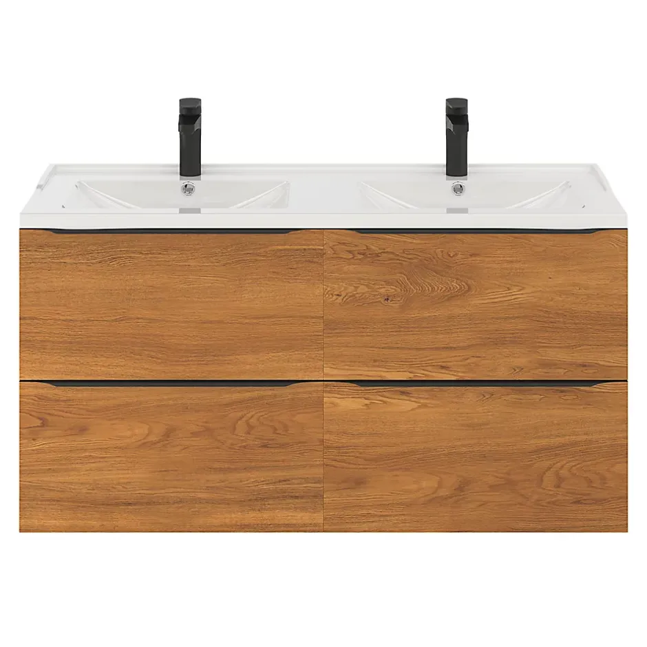 GoodHome Plan double vasque blanc en céramique l.120 cm Lana