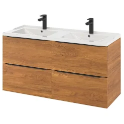 GoodHome Plan double vasque blanc en céramique l.120 cm Lana