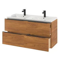 GoodHome Plan double vasque blanc en céramique l.120 cm Lana