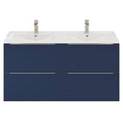 GoodHome Plan double vasque blanc en céramique l.120 cm Lana