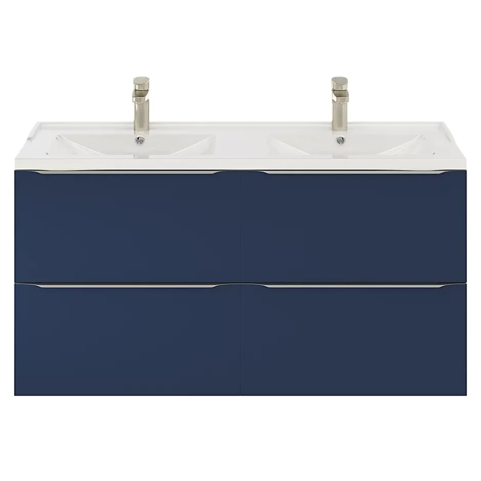 GoodHome Plan double vasque blanc en céramique l.120 cm Lana