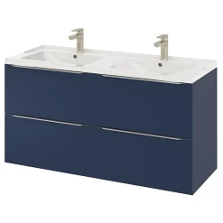 GoodHome Plan double vasque blanc en céramique l.120 cm Lana