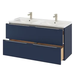 GoodHome Plan double vasque blanc en céramique l.120 cm Lana