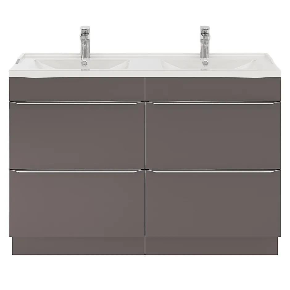 GoodHome Plan double vasque blanc en céramique l.120 cm Lana