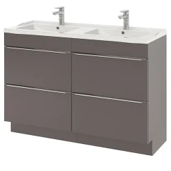 GoodHome Plan double vasque blanc en céramique l.120 cm Lana