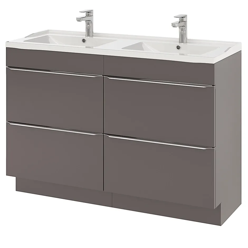 GoodHome Plan double vasque blanc en céramique l.120 cm Lana