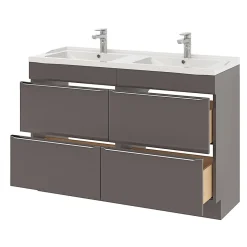 GoodHome Plan double vasque blanc en céramique l.120 cm Lana