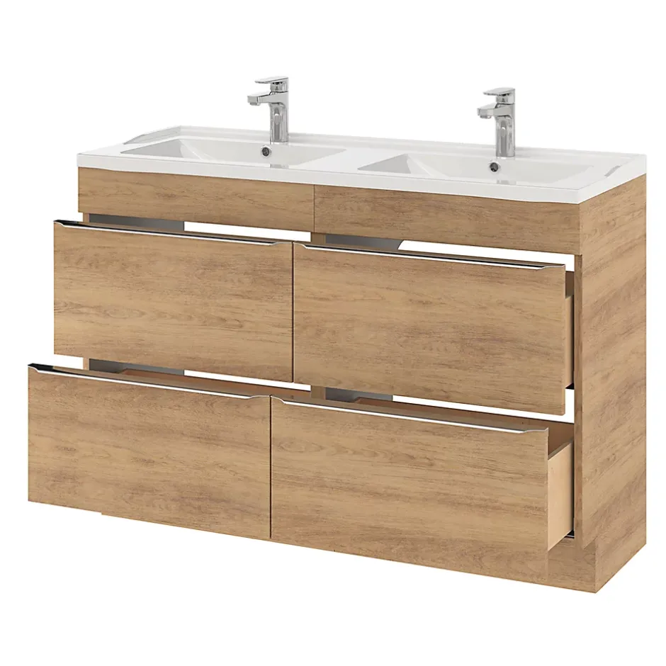 GoodHome Plan double vasque blanc en céramique l.120 cm Lana