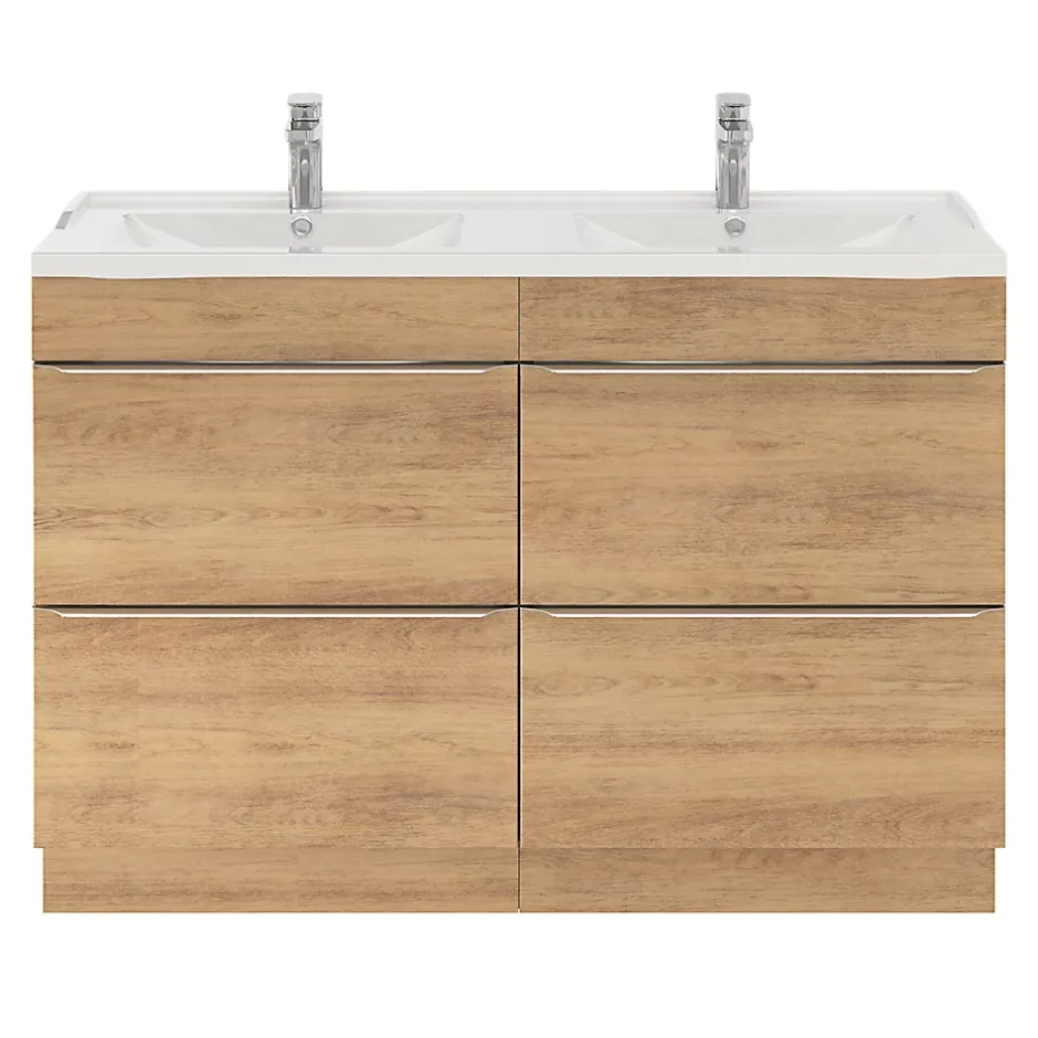 GoodHome Plan double vasque blanc en céramique l.120 cm Lana