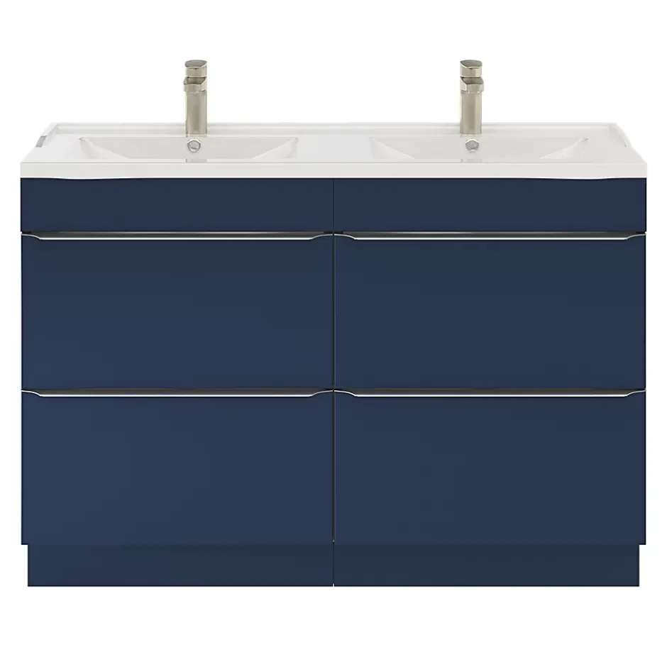 GoodHome Plan double vasque blanc en céramique l.120 cm Lana