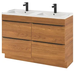 GoodHome Plan double vasque blanc en céramique l.120 cm Lana