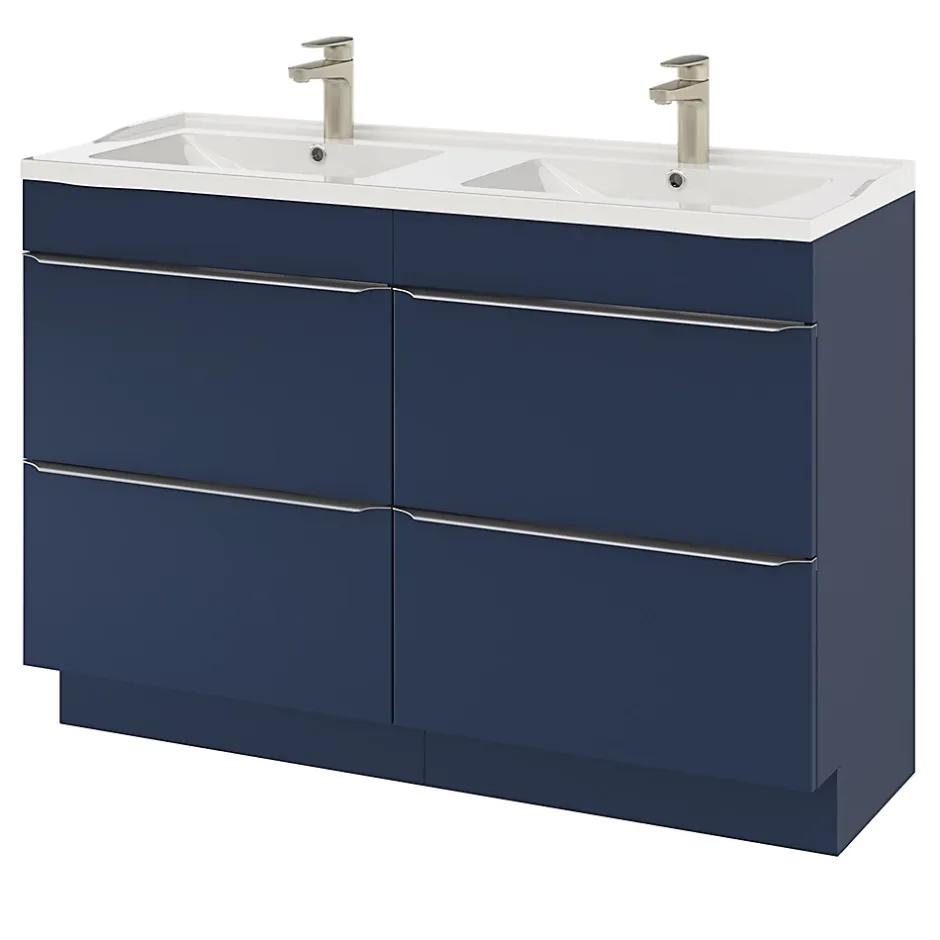 GoodHome Plan double vasque blanc en céramique l.120 cm Lana