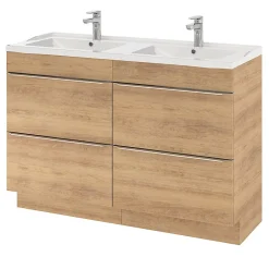GoodHome Plan double vasque blanc en céramique l.120 cm Lana