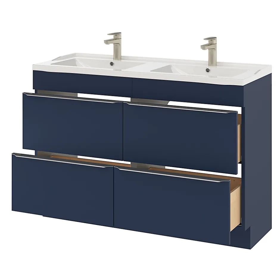 GoodHome Plan double vasque blanc en céramique l.120 cm Lana
