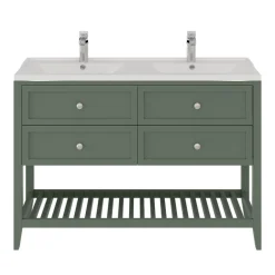 GoodHome Plan double vasque blanc en céramique l.120 cm Lana