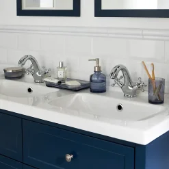 GoodHome Plan double vasque blanc en céramique l.120 cm Lana