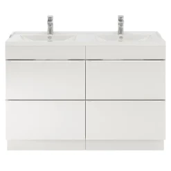 GoodHome Plan double vasque blanc en céramique l.120 cm Lana