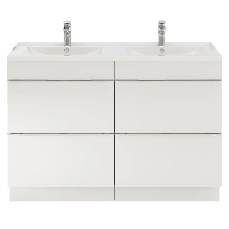 GoodHome Plan double vasque blanc en céramique l.120 cm Lana