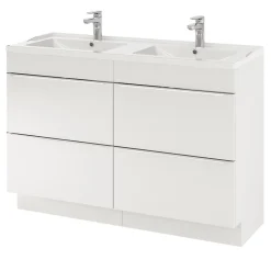GoodHome Plan double vasque blanc en céramique l.120 cm Lana