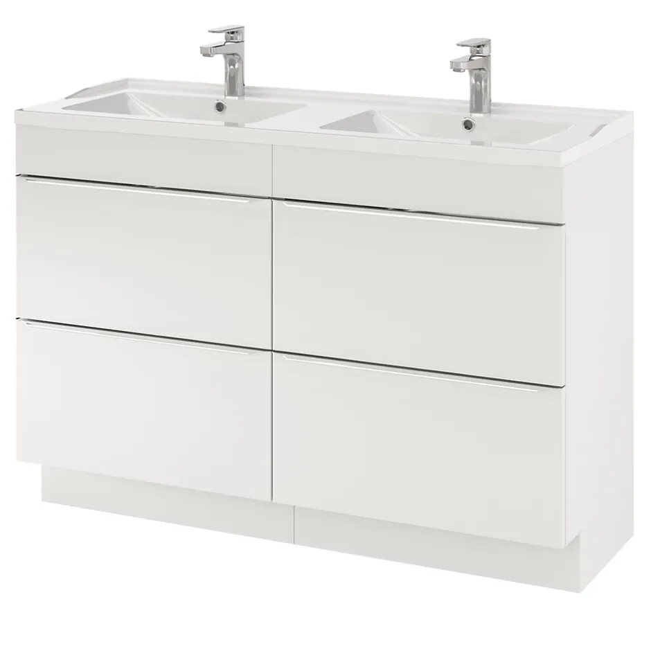 GoodHome Plan double vasque blanc en céramique l.120 cm Lana