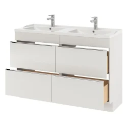 GoodHome Plan double vasque blanc en céramique l.120 cm Lana