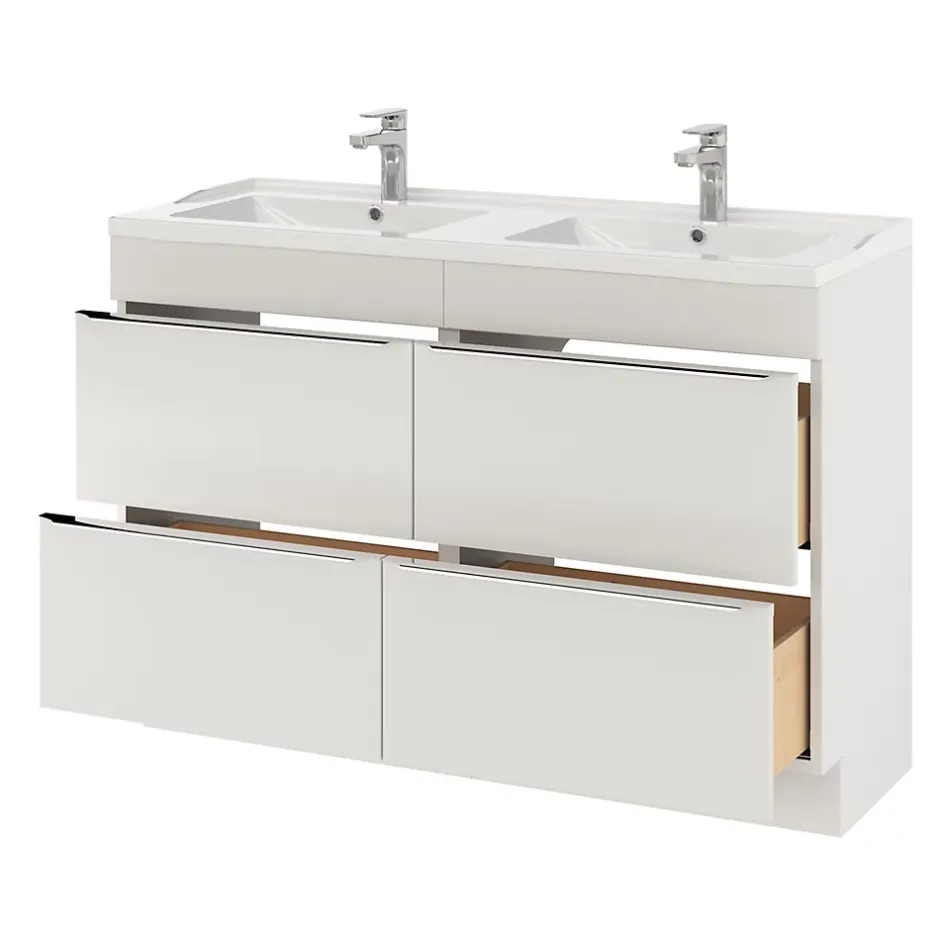 GoodHome Plan double vasque blanc en céramique l.120 cm Lana