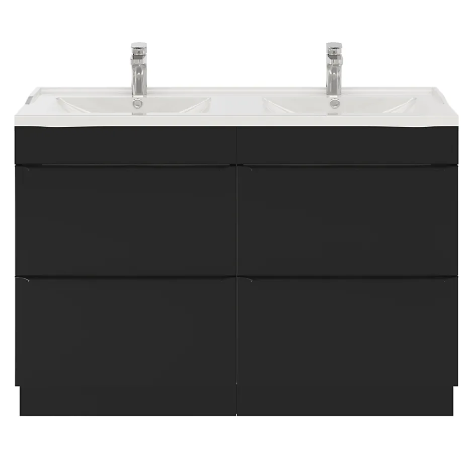 GoodHome Plan double vasque blanc en céramique l.120 cm Lana