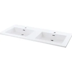 Cooke & Lewis Plan double vasque blanc en résine l.120 cm, Pamili
