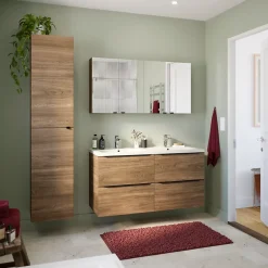 GoodHome Plan double vasque blanc en céramique l.120 cm Nira