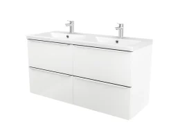 GoodHome Plan double vasque blanc en céramique l.120 cm Nira