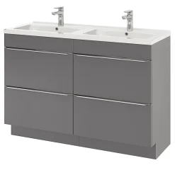 GoodHome Plan double vasque blanc en céramique l.120 cm Nira
