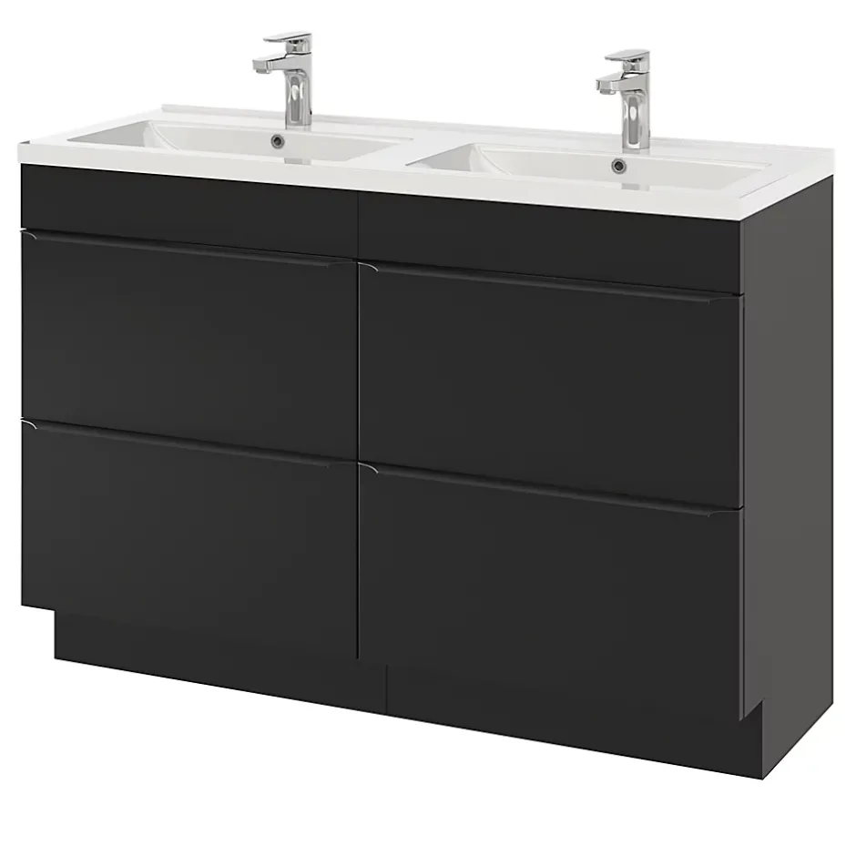 GoodHome Plan double vasque blanc en céramique l.120 cm Nira